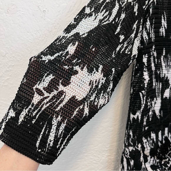 Ali Miles Medium Jacket Top Open Knit Black White Button Front M - Picture 4 of 8